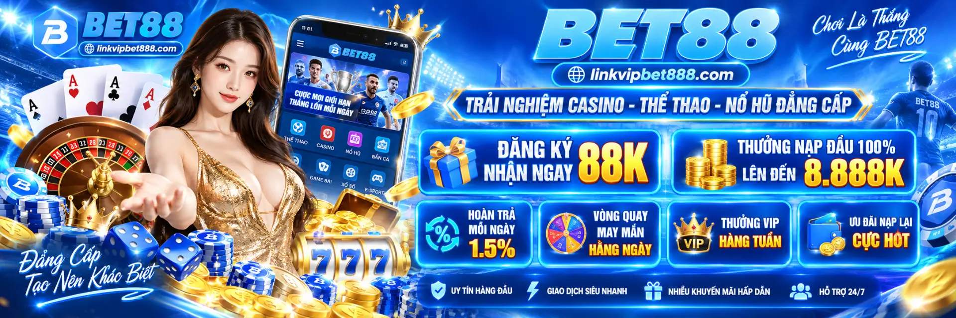 Bet88 trải nghiệm casino thể thao nổ hũ