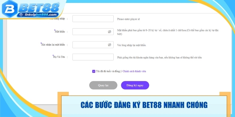 Các bước đăng ký Bet88 nhanh chóng cho newbie