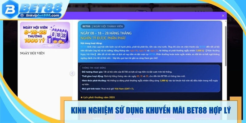 Kinh nghiệm sử dụng khuyến mãi Bet88 chủ động và hợp lý