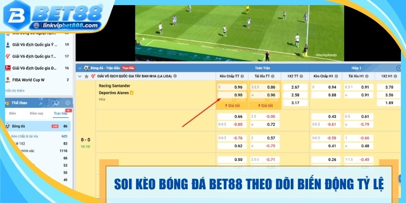 Soi kèo bóng đá Bet88 theo dõi biến động tỷ lệ